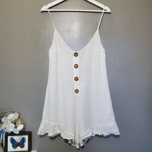 Indikah Romper Size Medium White Spaghetti Strap Cotton Blend By Angel Biba New